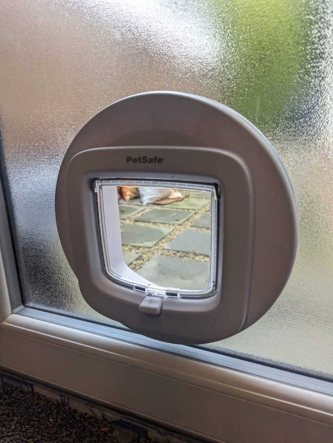 Pet Safe Manual Cat Flap into Patterned Glass Pet Safe Manual Cat Flap into Glass